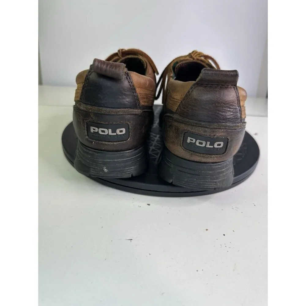 Polo Sport Ralph Lauren Boots 10.5 Dover Duck Leather Brown Buckle Ankle MB2432